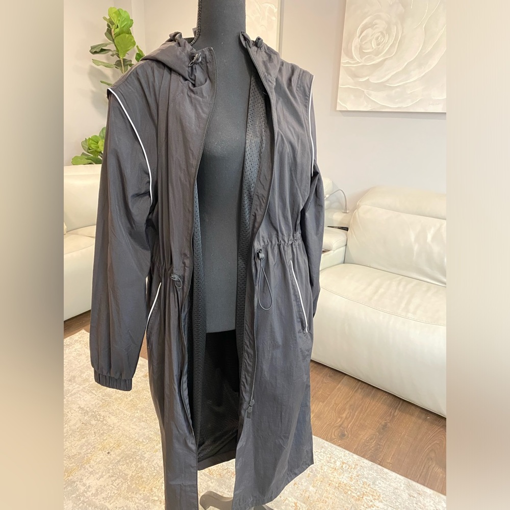 Victoria's Secret Black Hooded Longline Windbreaker Jacket